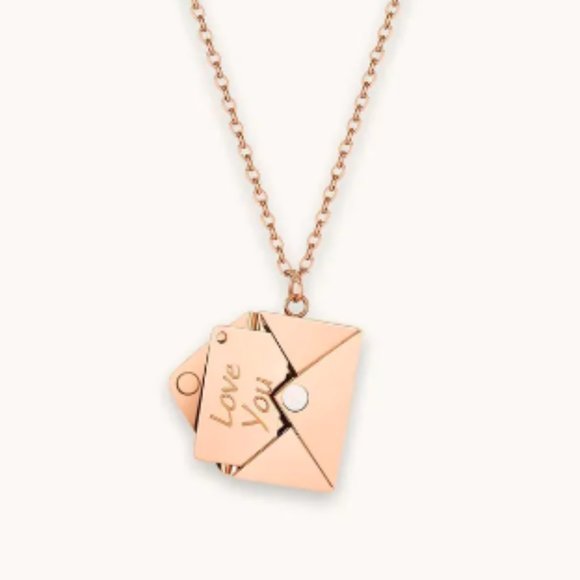 🍏50% OFF/3+..Envelope Locket Necklace with Message "Love You" (Rose Gold Color) - Picture 6 of 12